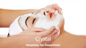  Presentation with face mask - Slide deck having relaxed woman with a deep background and a coral colored foreground