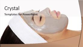  Presentation with cleansing - Slide set featuring relaxed woman with a deep cleansing nourishing face mask applied to her face beauty and skincare concept background and a white colored foreground