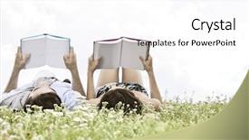  Presentation with kids reading books - PPT layouts enhanced with relaxed young couple reading books background and a white colored foreground