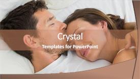  Presentation with relaxed sleeping - Colorful slide set enhanced with couple sleeping together in bed backdrop and a coral colored foreground