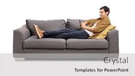  Presentation with phone - Audience pleasing slides consisting of relaxed-young-man-lying backdrop and a light gray colored foreground