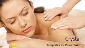  Presentation with spa salon - PPT theme having relaxed young woman at spa background and a  colored foreground