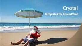  Presentation with under umbrella - Cool new slides with relaxes on his lounge chair backdrop and a teal colored foreground