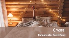  Presentation with log cabin winter - Amazing slides having relaxing and drinking morning coffee backdrop and a coral colored foreground