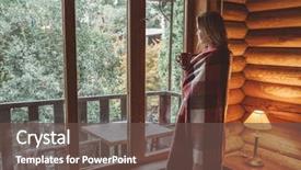  Presentation with log cabin winter - Beautiful PPT theme featuring relaxing and drinking morning coffee backdrop and a tawny brown colored foreground