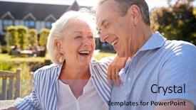  Presentation with cafe - Cool new presentation with relaxing at outdoor summer cafe backdrop and a light blue colored foreground