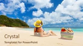  Presentation with white sand - Cool new PPT layouts with relaxing at white sand tropical backdrop and a lemonade colored foreground