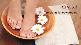  Presentation with beauty salon pedicured feet - Audience pleasing presentation theme consisting of relaxing bath for feet - beauty backdrop and a coral colored foreground