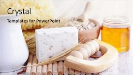  Presentation with oat milk - PPT theme with relaxing bath with oat soap honey and milk - beauty treatment background and a lemonade colored foreground