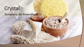  Presentation with oat milk - Slide set featuring relaxing bath with oat soap honey and milk - beauty treatment background and a blonde colored foreground