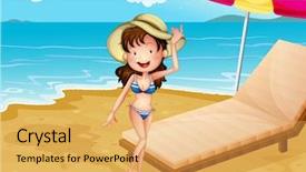  Presentation with girl running on the beach clouds - Amazing slide deck having relaxing bed at the beach backdrop and a yellow colored foreground