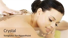  Presentation with white chocolate - Slide set consisting of relaxing being massaged in spa background and a  colored foreground