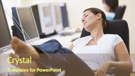  Presentation with computer room - Colorful PPT layouts enhanced with relaxing break - woman in computer room sleeping backdrop and a tawny brown colored foreground