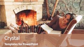  Presentation with winter scene - Colorful PPT theme enhanced with relaxing by the fire backdrop and a coral colored foreground