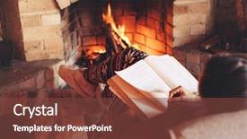  Presentation with winter scene - Presentation theme having relaxing by the fire background and a tawny brown colored foreground
