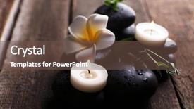  Presentation with flower candles - Amazing PPT theme having relaxing composition with exotic fragipani flower pebbles and candles on wooden background backdrop and a tawny brown colored foreground