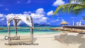  Presentation with galápagos islands - Amazing presentation design having relaxing holidays in seychelles islands backdrop and a lemonade colored foreground