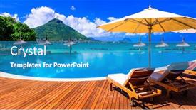  Presentation with paradise island - Colorful slides enhanced with relaxing-holidays-in-tropical-paradise backdrop and a teal colored foreground