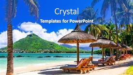  Presentation with paradise island - Presentation design with relaxing-holidays-in-tropical-paradise background and a cobalt blue colored foreground