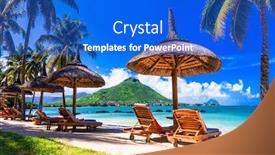  Presentation with paradise island - PPT theme consisting of relaxing-holidays-in-tropical-paradise background and a cobalt blue colored foreground