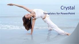  Presentation with yoga - Cool new presentation theme with relaxing human body - beach yoga woman practicing yoga backdrop and a sky blue colored foreground
