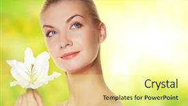  Presentation with lily lotus flower water - Audience pleasing PPT layouts consisting of relaxing human body - beautiful blond woman with lily backdrop and a  colored foreground