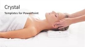  Presentation with human body - Amazing PPT layouts having relaxing human body - young attractive woman getting spa backdrop and a white colored foreground