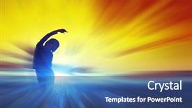  Presentation with woman body - Theme having relaxing human body - young woman over abstract sunset background and a ocean colored foreground