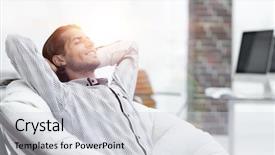  Presentation with relaxing - Amazing PPT layouts having relaxing in a comfortable chair backdrop and a light gray colored foreground