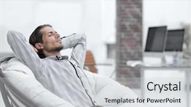  Presentation with relaxing - Beautiful PPT theme featuring relaxing in a comfortable chair backdrop and a  colored foreground