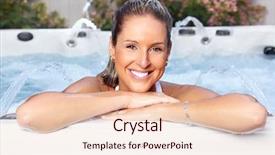  Presentation with hot tub - Audience pleasing presentation theme consisting of happy smiling woman traveler hiking travel lifestyle concept active vacations outdoor snow forest on background backdrop and a gray colored foreground