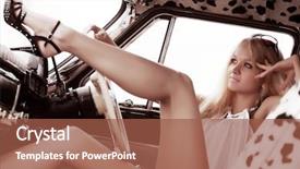  Presentation with retro - PPT theme consisting of relaxing in a retro car background and a red colored foreground