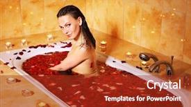  Presentation with rose petal corner frame - Audience pleasing PPT layouts consisting of relaxing in bath with rose backdrop and a crimson colored foreground