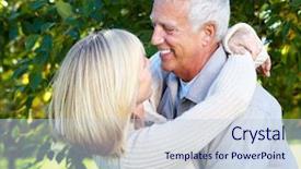  Presentation with senior couple - Presentation theme featuring relaxing in park golden age background and a lemonade colored foreground