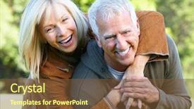  Presentation with relaxing - Audience pleasing PPT theme consisting of happy senior couple relaxing backdrop and a tawny brown colored foreground