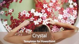  Presentation with luxury lifestyle - Beautiful PPT theme featuring relaxing in round outdoor bath backdrop and a coral colored foreground