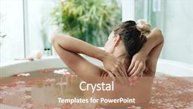  Presentation with luxury lifestyle - Slide set with relaxing in round outdoor bath background and a coral colored foreground