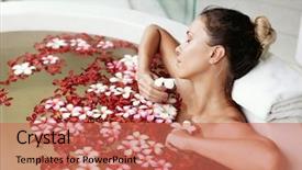  Presentation with luxury lifestyle - Beautiful slide set featuring relaxing in round outdoor bath backdrop and a coral colored foreground