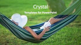  Presentation with relaxing - Cool new PPT theme with relaxing in the hammock summer backdrop and a seafoam green colored foreground