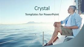  Presentation with sailing - PPT layouts consisting of relaxing man sitting on boat background and a sky blue colored foreground