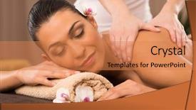  Presentation with beauty salon - Slide deck enhanced with relaxing massage at beauty spa background and a coral colored foreground