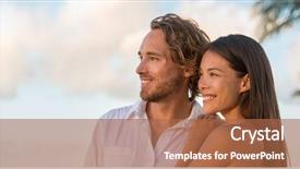  Presentation with sun flare in deep space - Beautiful presentation design featuring relaxing multiracial couple watching sunset backdrop and a red colored foreground