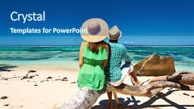  Presentation with tropical - Slide set consisting of relaxing on a tropical beach background and a ocean colored foreground