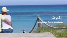  Presentation with welcome back design - PPT theme consisting of relaxing on beach pontoon template background and a teal colored foreground