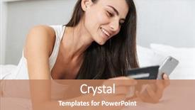  Presentation with mobile home - Slide set with relaxing on bed at home background and a coral colored foreground