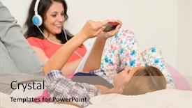  Presentation with teen girls - Presentation theme featuring relaxing on bed with mobil background and a  colored foreground