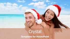  Presentation with christmas bikini - PPT layouts having relaxing on christmas vacation beach background and a coral colored foreground