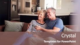  Presentation with active seniors senior couple - Audience pleasing PPT layouts consisting of relaxing on couch watching television backdrop and a violet colored foreground