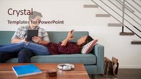  Presentation with digital transformation mobile first - Cool new theme with relaxing on sofa at home backdrop and a lemonade colored foreground