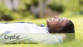  Presentation with generational african american culture - PPT layouts with relaxing outside - happy african american woman lying background and a  colored foreground